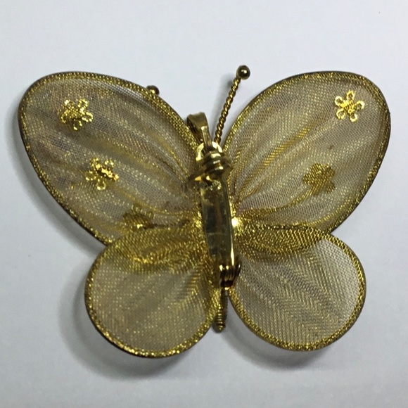 Vintage 1960's gold butterfly brooch - Picture 2 of 2